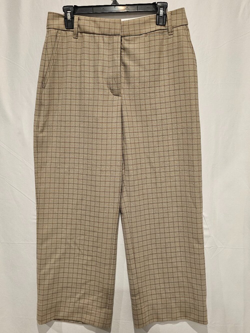 Wilfred Aritzia Plaid Cropped Pants Women's Size 10 Brown Tan Career Trousers